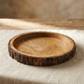 Rustic Natural Bark-Edge Wooden Serving Tray
