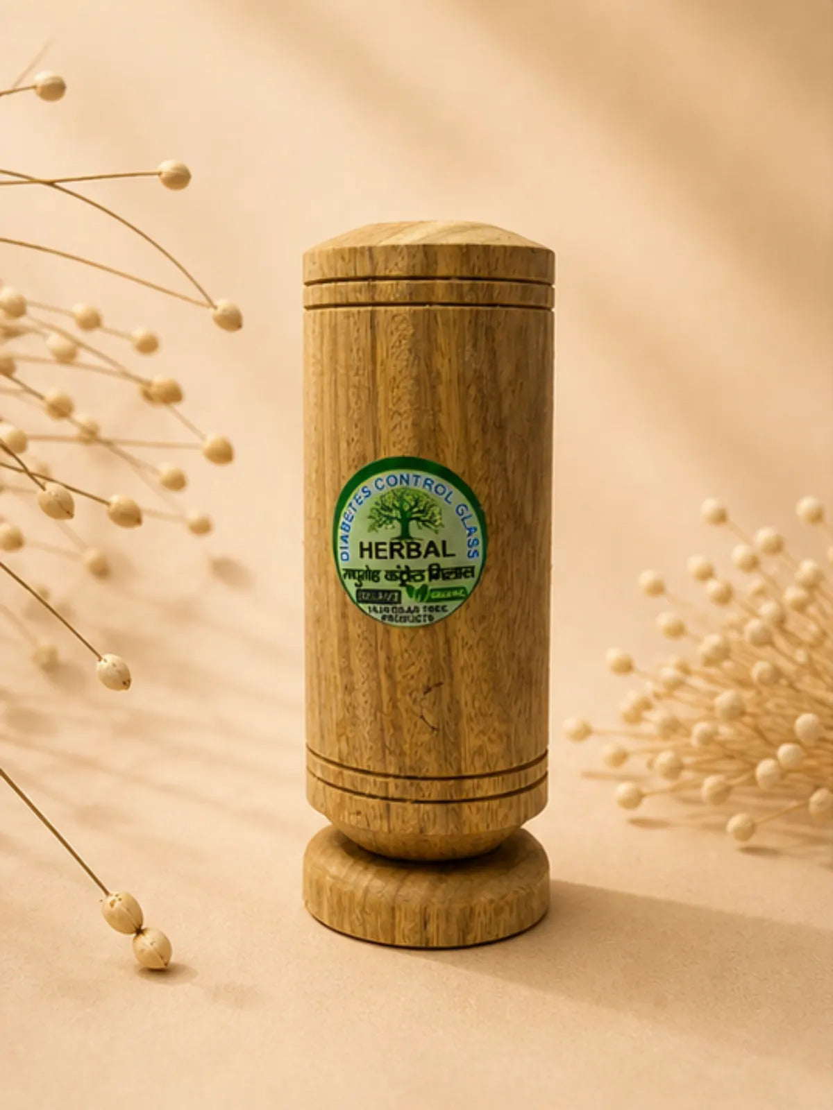 Vijaysar Herbal Wood Tumbler with Spoon