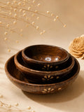 Handcrafted Wooden Nesting Bowls with Brass Inlay (Set of 3)
