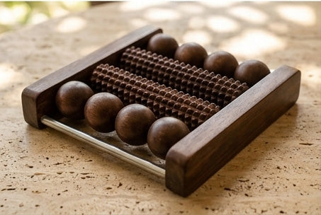 Wooden Foot Massager Roller with Acupressure Balls