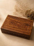 Hand-Carved Wooden Jewelry Box with Velvet Interior