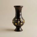 Handcrafted Wooden Vase with Brass Floral Studs