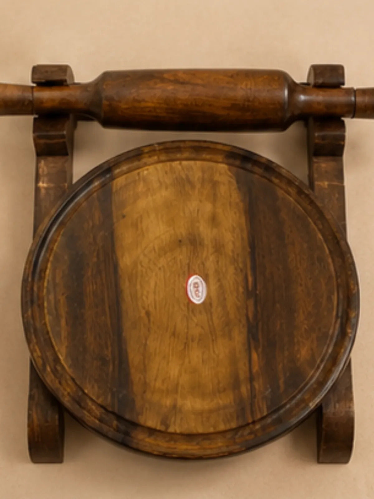 Traditional Wooden Chakla Belan Set with Stand