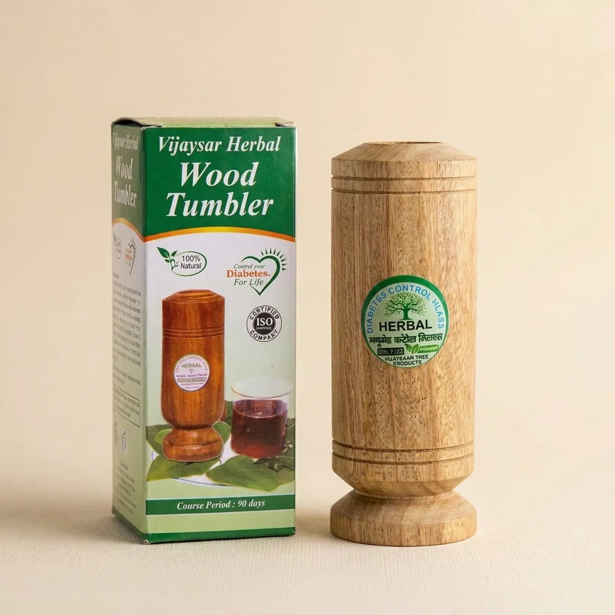 Vijaysar Herbal Wood Tumbler with Spoon