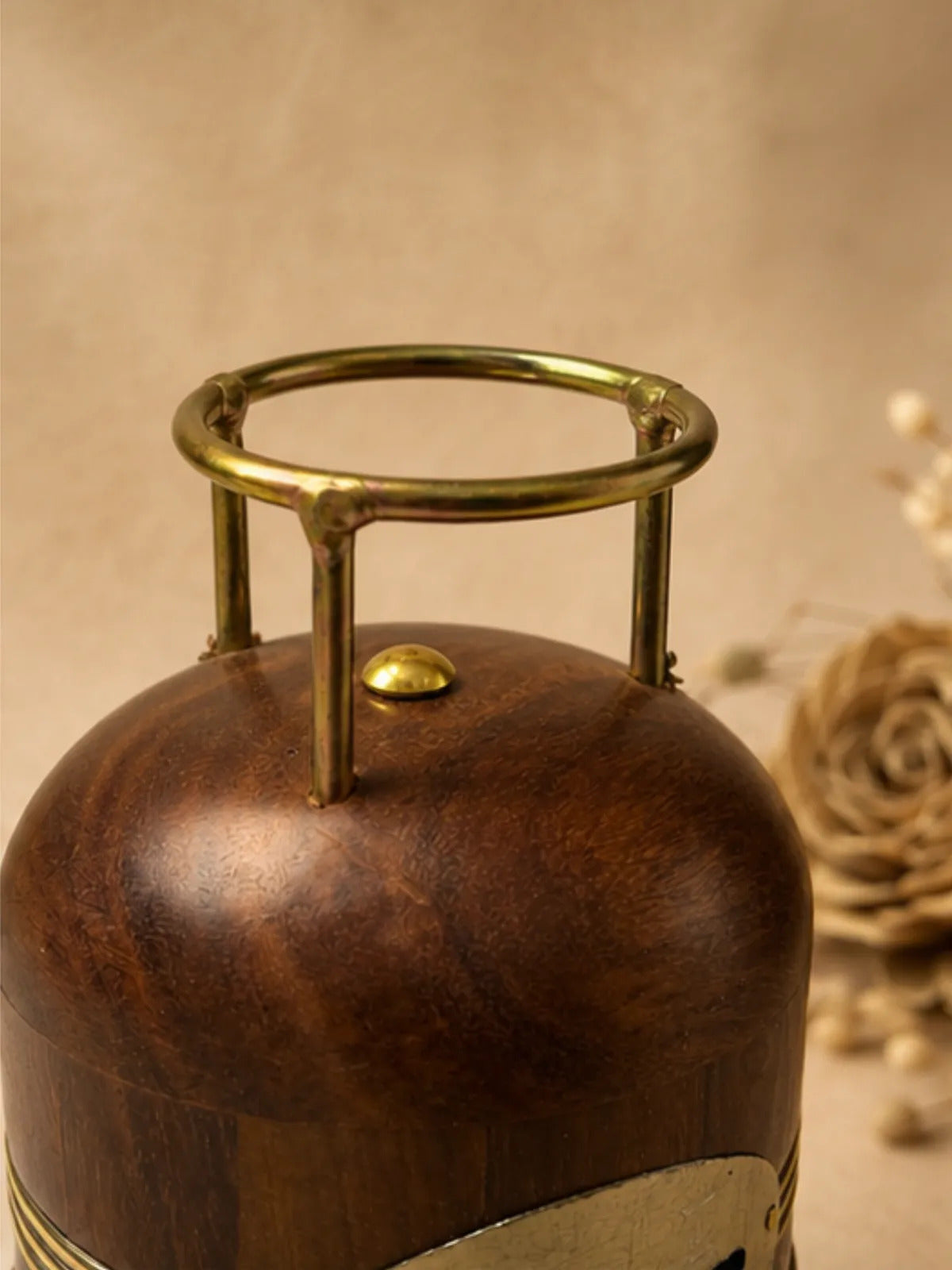 Wooden Gas Cylinder Money Box with Lock & Key