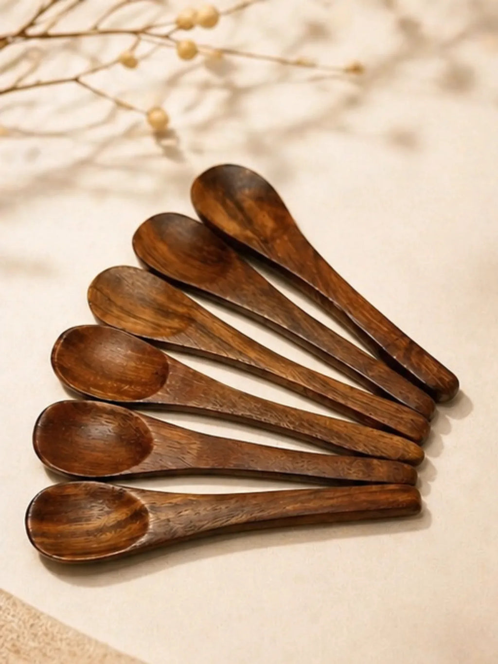 Handcrafted Wooden Mini Spoons (Set of 6)