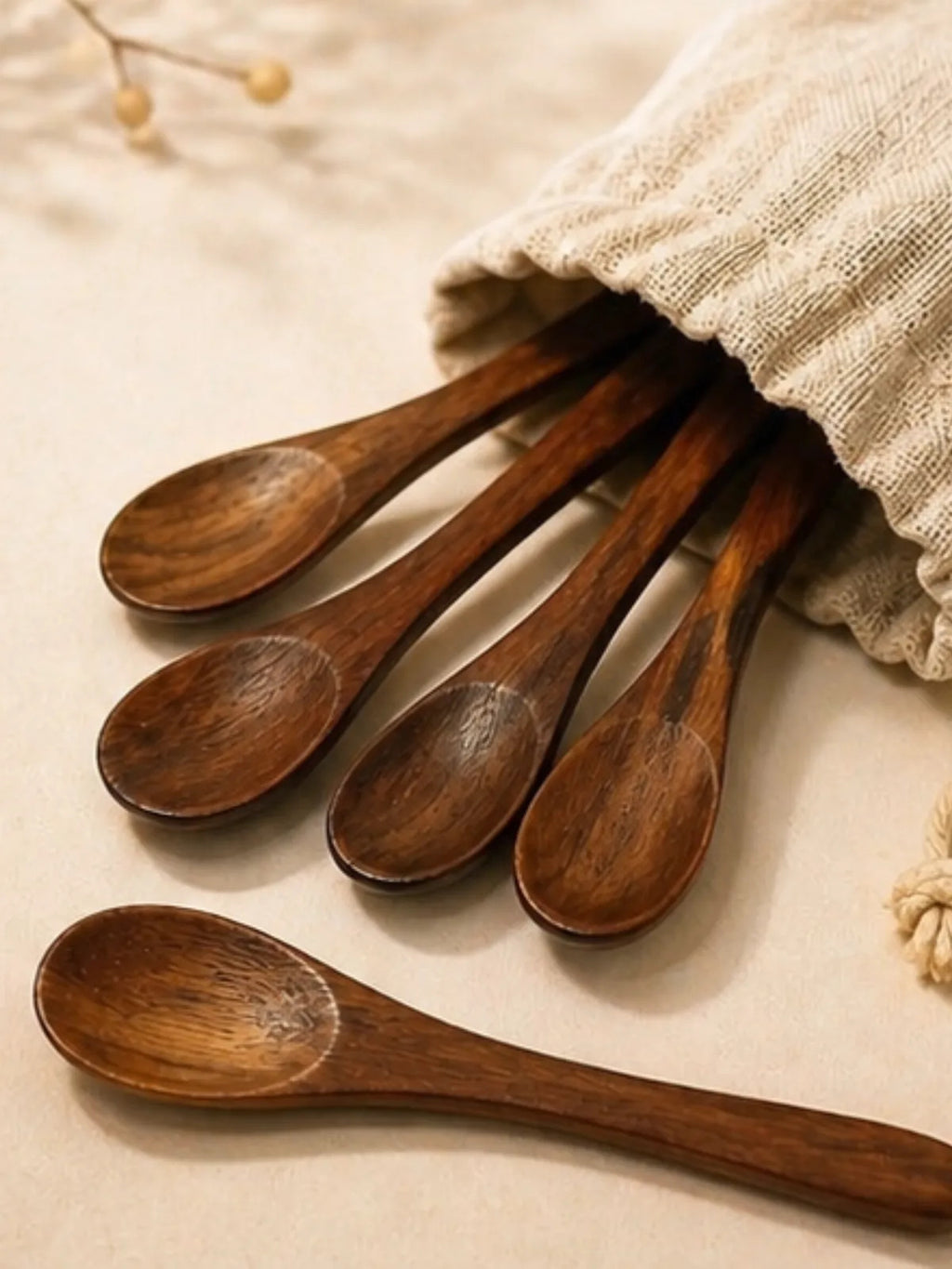 Handcrafted Wooden Mini Spoons (Set of 6)