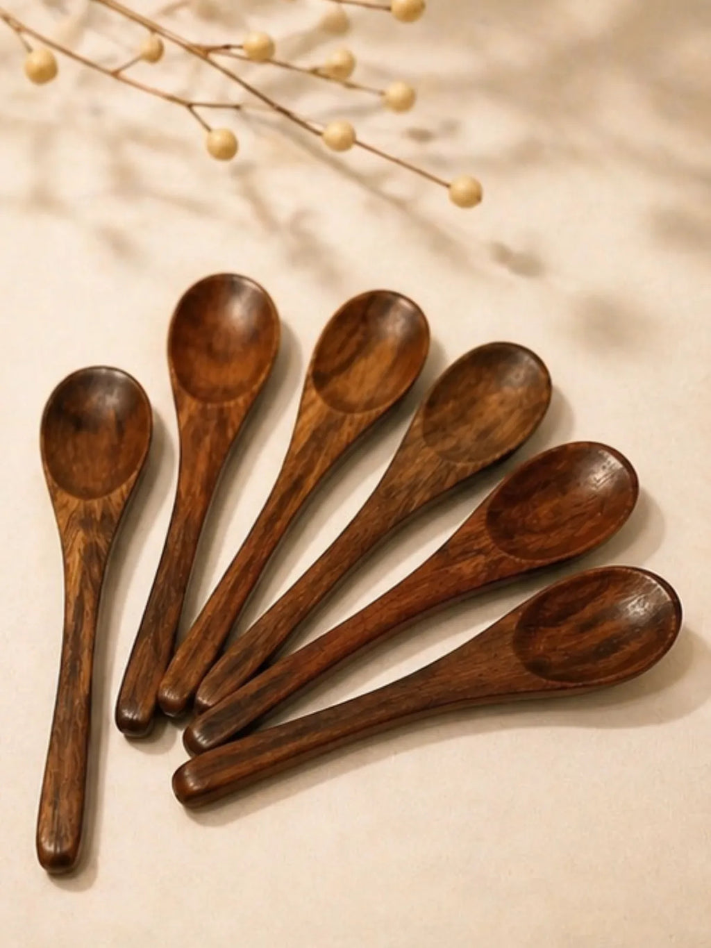 Handcrafted Wooden Mini Spoons (Set of 6)